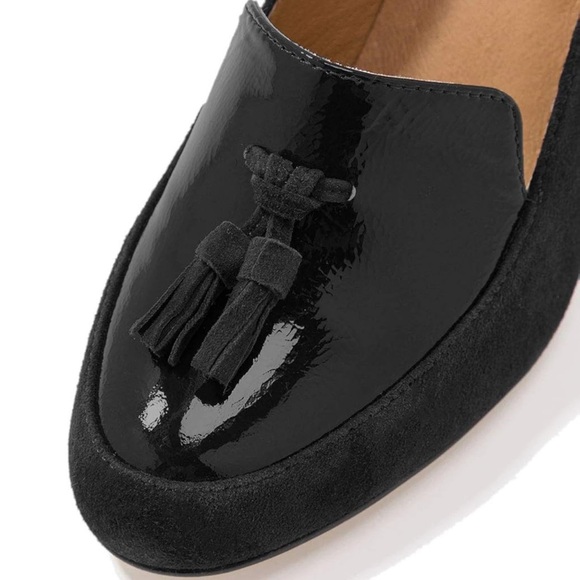 Pumps Dress Loafers High Heel Chunky Block Slip On Patent Leather Suede - Picture 6 of 6